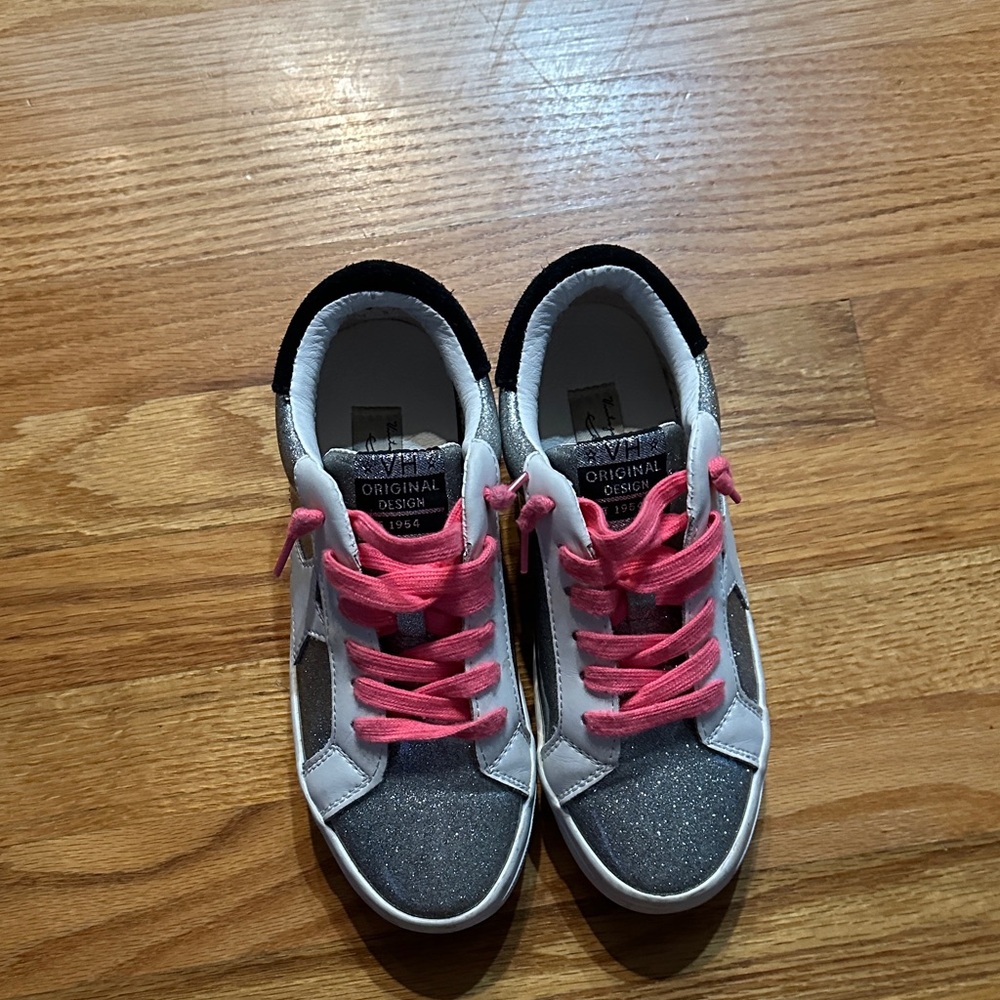 Kids Glitter Sneakers with Pink Laces